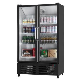 VEVOR Commercial Merchandiser Refrigerator, 26.69 CU.FT Double Glass Door Display Refrigerator