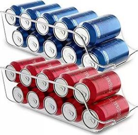 Soda Can Organizer and Dispenser for Refrigerator/Pantry - Durable Can Storage Organizer Fridge & Kitchen Organization - (Clear, Set of 2)