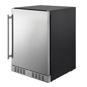 VEVOR 24'' Built-in Beverage Cooler, 5.3 cu.ft. Stainless Steel Beverage Refrigerator w/Embraco Compressor