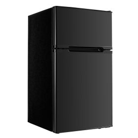 Mini Fridge with Freezer, 3.2 Cu.Ft, Two Door Compact Refrigerator, Adjustable Temperature, Shelf, Energy Efficient Small Fridge, Reversible Door (Default: Default)